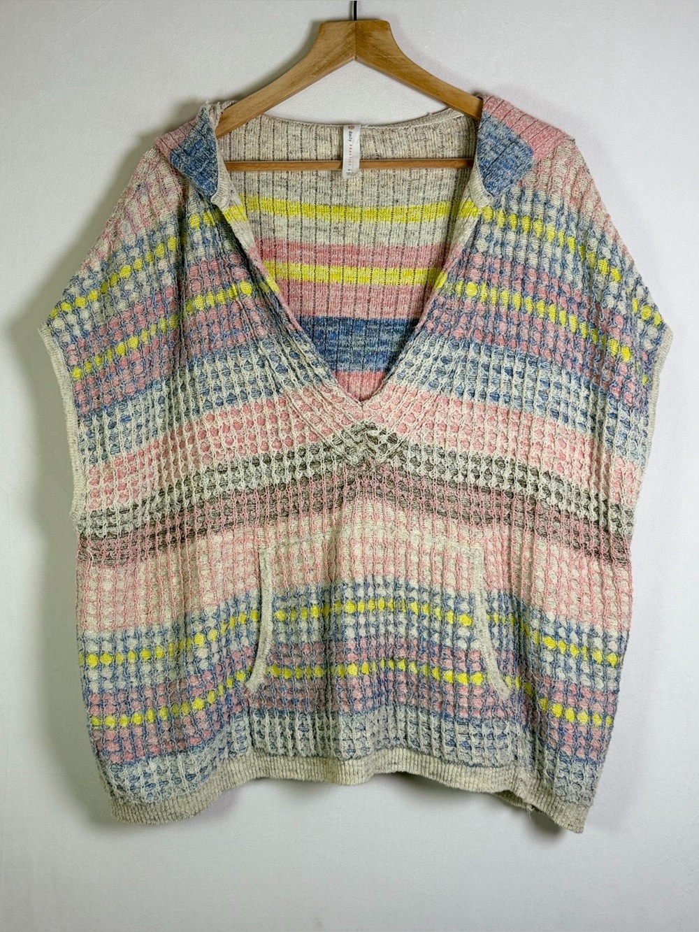 Daily Practice Anthropologie Women M/L Hooded Open Knit Poncho Sweater Oversized - Picture 2 of 10